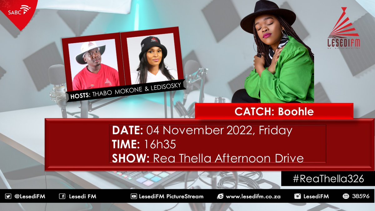 LesediFM's tweet photo. We chat to @BoohleSA on #ReaThella326 @Thibos_Mokone @LediSosky #ISILOMO π₯π₯π₯ https://t.co/9DwnMaZAHO