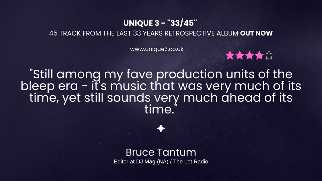 Kindly supported by Bruce Tantum, Edzy Unique 3’s forty-five track, thirty-three years retrospective album, “33/45” is now available on Originator Sound Records. Links to the album on all sales platforms is here - unique3.co.uk/buy-3345-album… @btantum @BruceTantum @DJmag