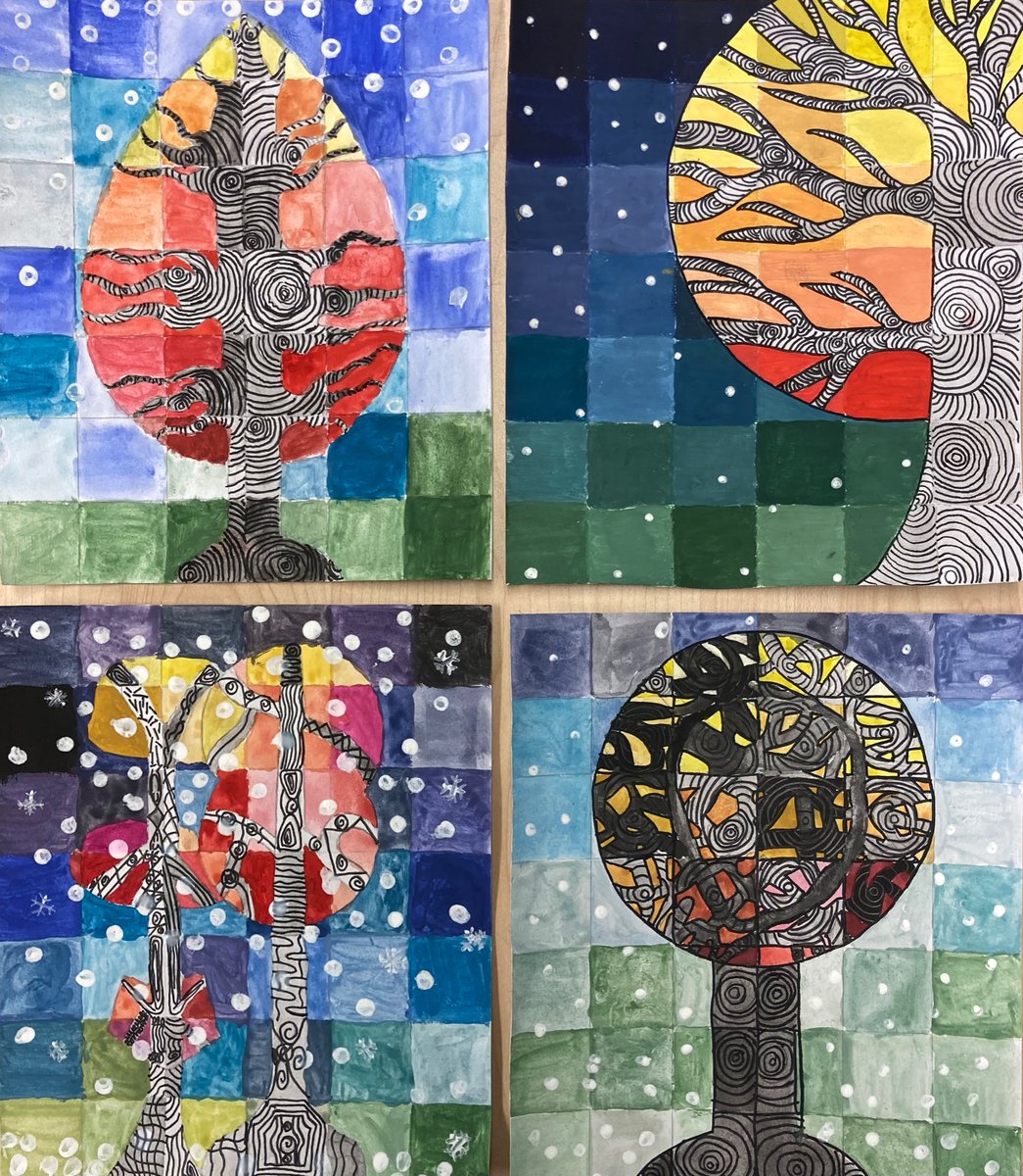 Seeing as Halloween is now past, I thought it’s time to share some brilliant Christmas card designs from S1, who have been learning about colour theory and responding to the work of artist Loretta Grayson 🎄