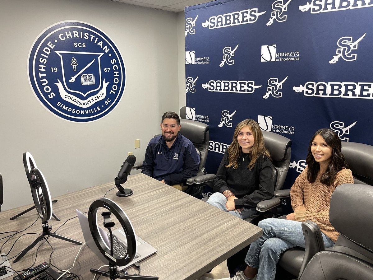 SabresSCS's tweet photo. Behind the scenes getting ready for this morning’s SCHSL Tennis State Championship Press Conference‼️

#SwordsUp https://t.co/YM68cXaLyj