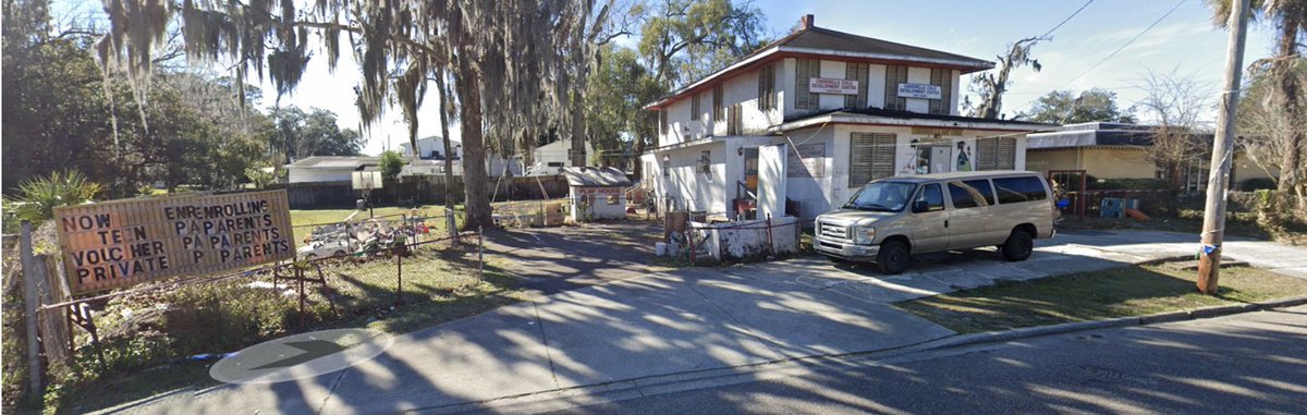 This is the Cinderella Child Development Center, PK thru  grade 2. Appears to have trash behind the fence and a very rough-looking building. The state this is equal to any traditional public school.