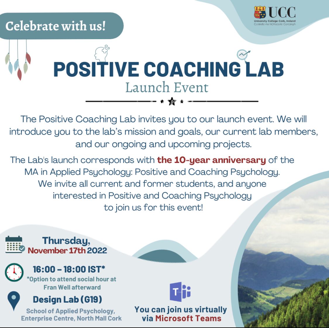 AnnaNavinYoung's tweet photo. Can't wait to celebrate the launch of the Positive Coaching Lab at @AppPsychUCC in @UCC 

RSVP: https://t.co/cGAfogjNpZ

#positivepsychology #coachingpsychology #positivecoachingpsychology #psychologicalresearch #communityofpractice https://t.co/dvwXSpJ0QW