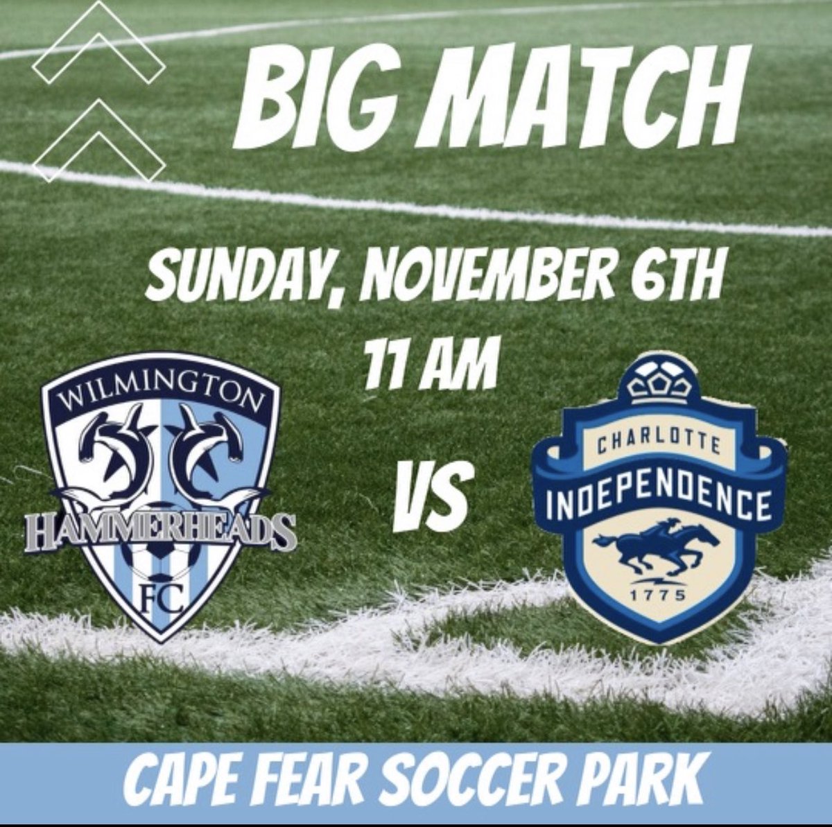 Home sweet home! Mid Atlantic Conf home game Sunday against Charlotte Independence @IndependenceW_ 
📅 Sun 11/6 ⏰ 11:00 am Cape Fear Soccer Park -Field 3 <a href="/TheSoccerWire/">SoccerWire</a> <a href="/TopDrawerSoccer/">TopDrawerSoccer</a> <a href="/whhyouth/">Wilmington Hammerheads</a> <a href="/PrepSoccer/">Prep Soccer ⚽️</a> <a href="/ImCollegeSoccer/">College Soccer Truth ™</a> <a href="/ImYouthSoccer/">ECNL/GA/Recruiting/College Soccer</a> <a href="/ECNLgirls/">ECNL Girls</a>