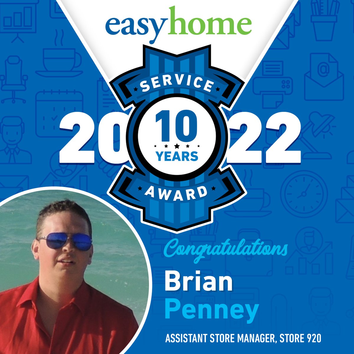 Congratulations to Brian Penney who's celebrating 10 years with goeasy! We're so #thankful for your passion &amp; commitment, &amp; appreciate your effort in helping to improve the financial futures of our customers. #wearegoeasy #employeeappreciation