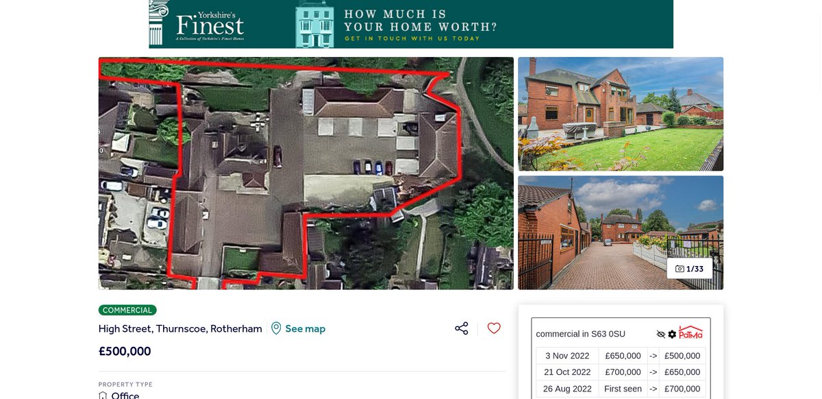 A second reduction (23% or £150k) for this mixed residential and commercial listing. Making it £500k vs the original listing price of £700k. bit.ly/3fzSr3W