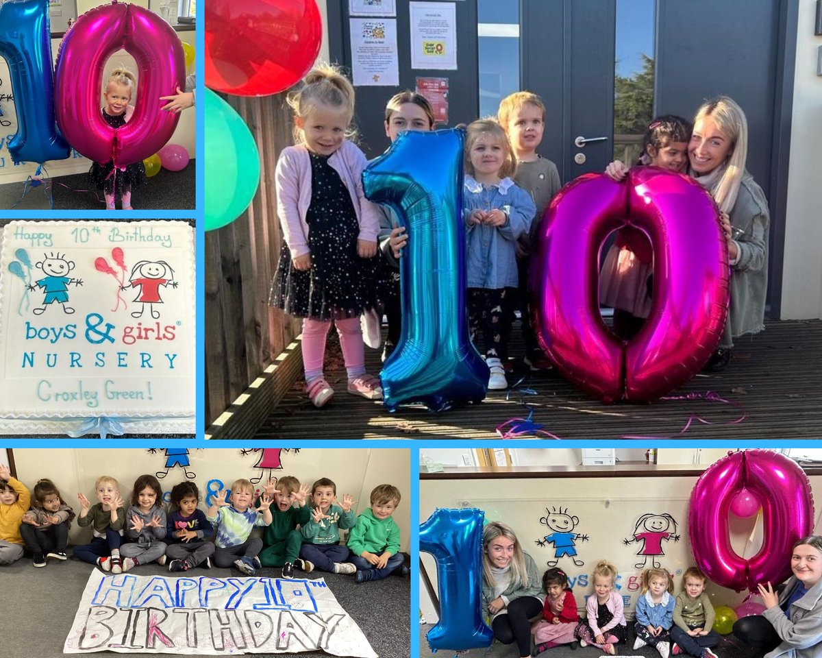 We are celebrating 10 years of Boys &amp; Girls Nursery in Croxley Green What an amazing 10 years it has been! We have welcomed so many children &amp; watched them grow into confident learners.
Thank you so much for all your support. Here’s to many more years of being #expertsinchildcare