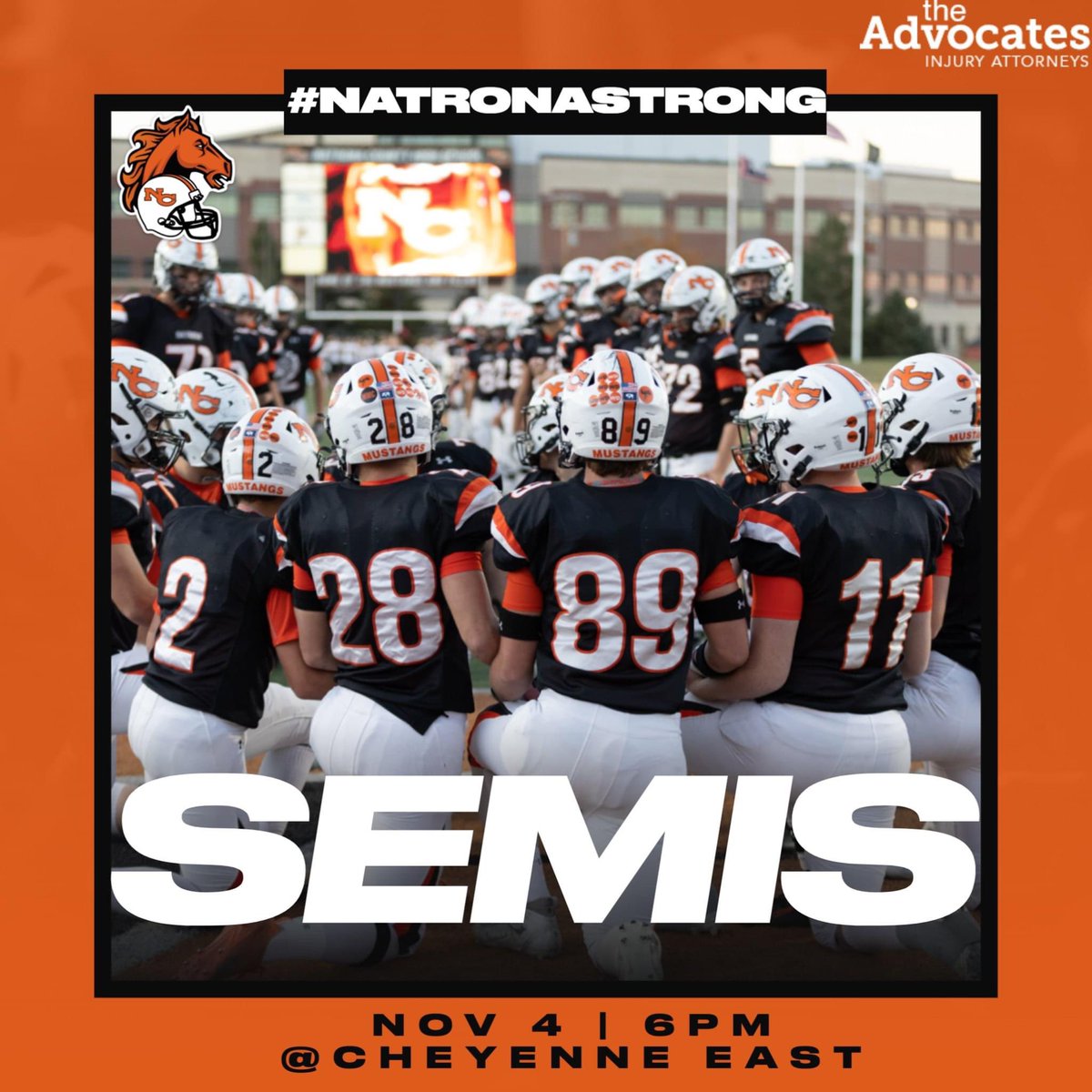 One game at a time and tonight it’s a big one! We are coming for that 🏆 Let’s do this boys! #mustangstrong <a href="/NatronaFootball/">Natrona Football</a>