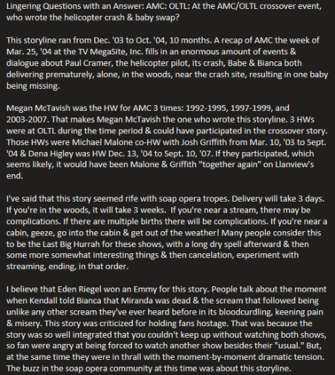 The details of the 2003-2004 AMC/OLTL Crossover Event with Baby Swap & Helicopter Crash by MMcT & MM/JG. https://t.co/R06iQ0gahO