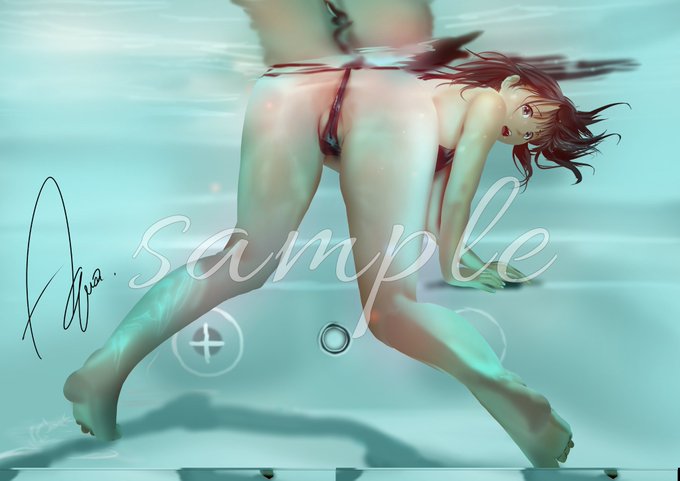 #絵描きさんと繋がりたい 
#いいおしりの日 
#水中 