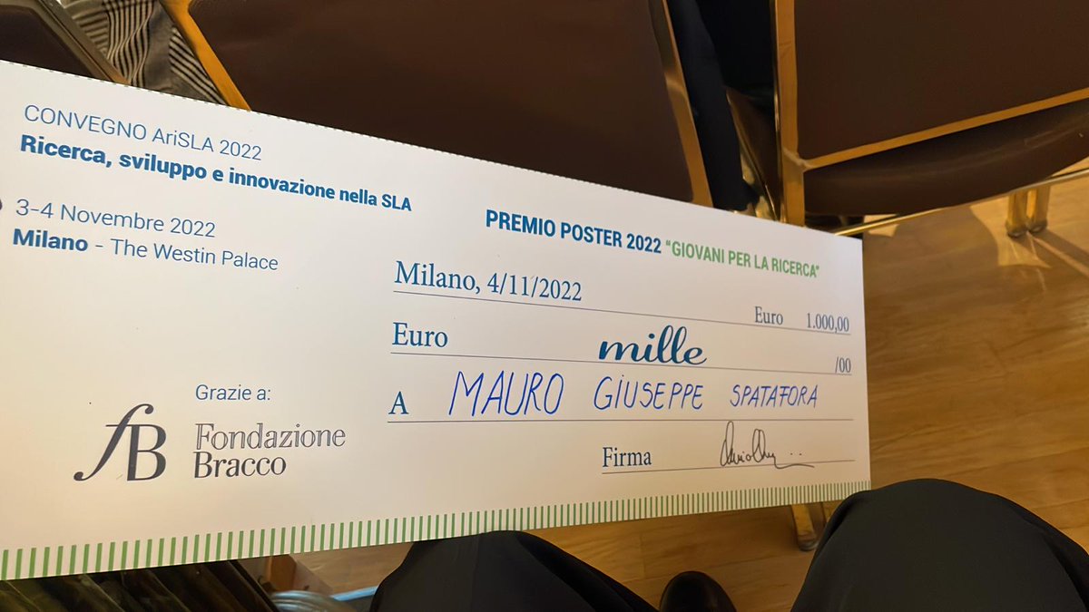 Dept. Biology and Biotechnology @UniPV (@dbb_unipv) on Twitter photo Congrats to our Giuseppe Spatafora, best poster at Convegno Arisla 2022! 🧑🔬👨🏫🧪🥼
#SLA #neurodegeneration <a href="/unipv/">Università di Pavia</a> <a href="/Fond_AriSLA/">Fondazione AriSLA</a> Congrats to our Giuseppe Spatafora, best poster at Convegno Arisla 2022! 🧑🔬👨🏫🧪🥼
#SLA #neurodegeneration <a href="/unipv/">Università di Pavia</a> <a href="/Fond_AriSLA/">Fondazione AriSLA</a>