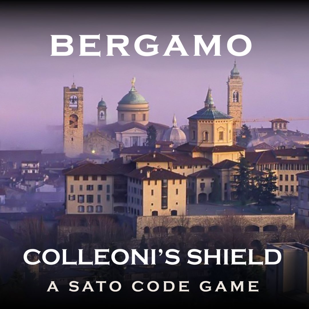 New #SatoCode game in #Bergamo. Our new game has arrived in Bergamo today. In "Colleoni's shield" will you find out what happened to the shield of the city's iconic captain? Let us guide you through the Città Alta amid history and mystery!