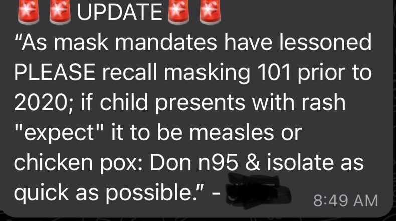 moonchic's tweet photo. From my job. The level of stupidity in healthcare is astounding. COVID is worse than cpox. If given a choice I’d rather catch the latter. You have to laugh, or else you’ll curl up into a ball & cry forever. #CovidIsNotOver #COVIDIsAirborne #pandemic #RNTwitter #MedTwitter #Covid https://t.co/bQnxTtk22y