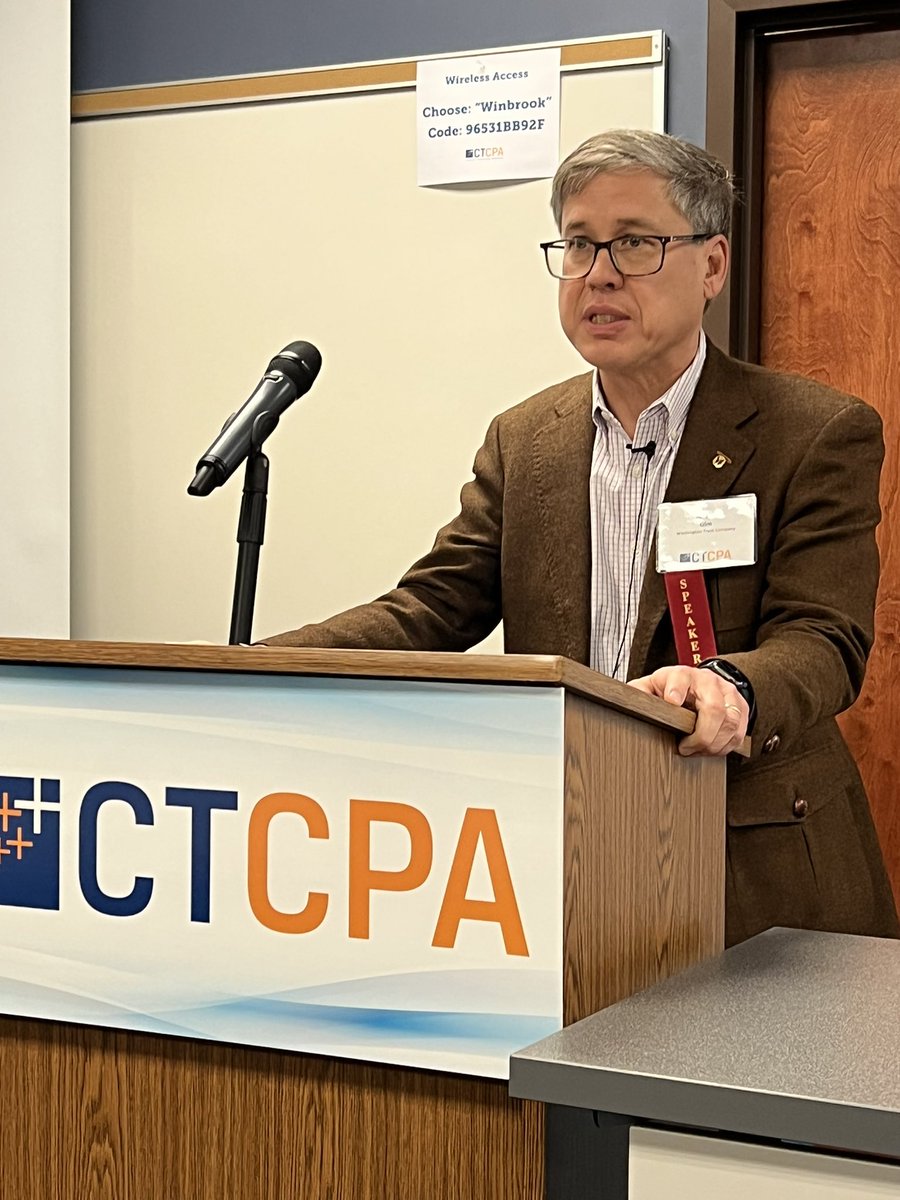 Mark Gim. Preside t &amp; COO of The Washington Trust Co. speaks with the economic panel at the <a href="/ConnecticutCPAs/">CT Society of CPAs</a> Economic Conference. #finance #economy