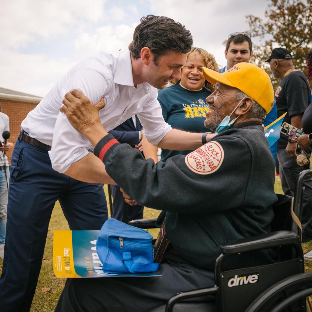 With DeKalb County civil rights legend John Evans on the <a href="/ReverendWarnock/">Reverend Raphael Warnock</a> campaign trail yesterday. VOTE!
