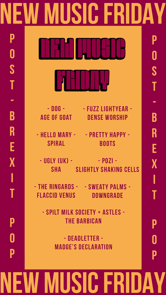 Post-Brexit Pop (@postbrexitpop) on Twitter photo NEW MUSIC FRIDAY!
<a href="/kyotokyotoband/">Kyoto Kyoto</a> #TheEarlyMornings <a href="/molpayton/">molly payton</a> <a href="/FuzzyLightyears/">Fuzz Lightyear</a> #HelloMary <a href="/prettyhappyband/">Pretty Happy</a> <a href="/uglyofficialuk/">Ugly</a> <a href="/poziband/">POZI</a> <a href="/TheRingards/">Ringards</a> <a href="/PALMSWEATNET/">Sweaty Palms</a> #SpiltMilkSociety <a href="/astlesmusic/">Astles</a> <a href="/_DEADLETTER/">DEADLETTER</a>
#NewMusicFriday #PostBrexitPop
Listen on Spotify: alturl.com/caq44 NEW MUSIC FRIDAY!
<a href="/kyotokyotoband/">Kyoto Kyoto</a> #TheEarlyMornings <a href="/molpayton/">molly payton</a> <a href="/FuzzyLightyears/">Fuzz Lightyear</a> #HelloMary <a href="/prettyhappyband/">Pretty Happy</a> <a href="/uglyofficialuk/">Ugly</a> <a href="/poziband/">POZI</a> <a href="/TheRingards/">Ringards</a> <a href="/PALMSWEATNET/">Sweaty Palms</a> #SpiltMilkSociety <a href="/astlesmusic/">Astles</a> <a href="/_DEADLETTER/">DEADLETTER</a>
#NewMusicFriday #PostBrexitPop
Listen on Spotify: alturl.com/caq44