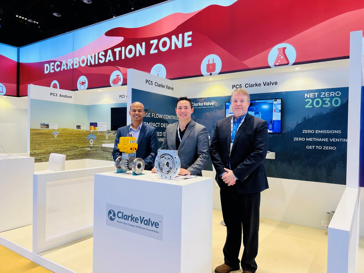 ClarkeValve's tweet photo. We had a great time at @ADIPECOfficial 2022! We’d like to give a special thanks to our partners, @KanooGroup_UAE and @OGCInews for featuring Clarke Valve, where the Dilating Disk™ Valve was on full display.

#KanooGroup #OGCI #Emissions #ControlValves #Tradeshow https://t.co/yY1CkqfMMt