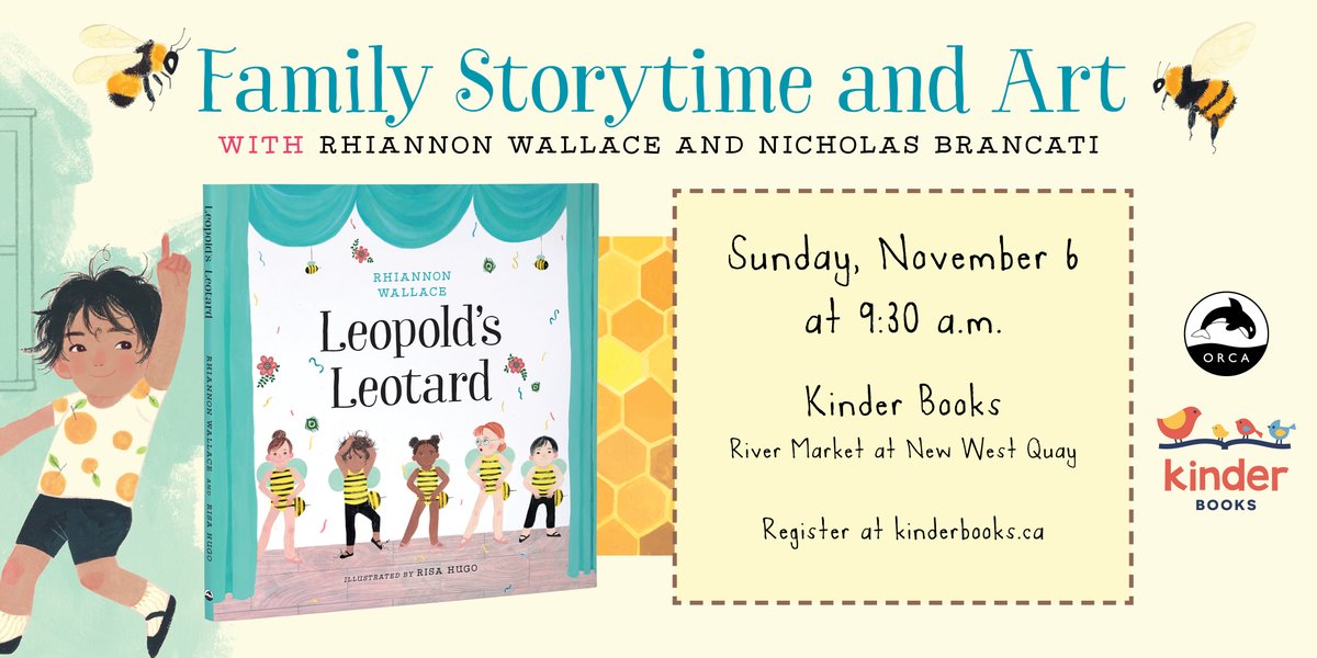 This Sunday (Nov 6) join author @RhiannonW_Books and Nicolas Brancati for a storytime and art activity. All are welcome. For more information and to register, visit kinderbooks.ca #LeopoldsLeotard