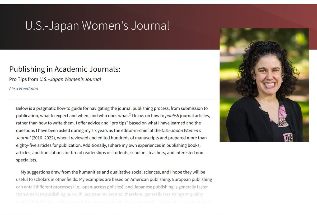 What are the different journal types out there? How do you construct an academic article? For today’s #NCCShowcase we have a new article by Dr. Alisa Freedman @uoregon: “Publishing in Academic Journals: Pro Tips from U.S.–Japan Women's Journal”!📝 #PhDChat muse.jhu.edu/article/864486