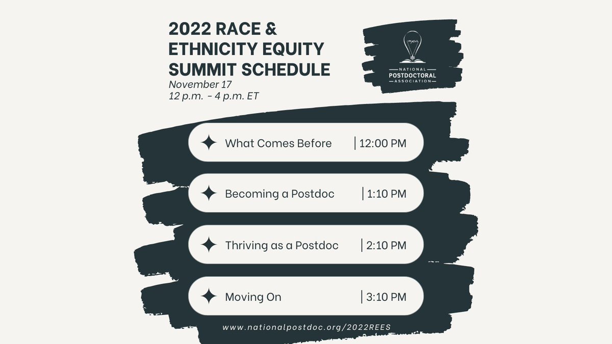 nationalpostdoc's tweet photo. Join the NPA and partner organizations for a series of interactive online race and ethnicity discussions that seek to identify barriers in the greater postdoctoral community https://t.co/mhWVr6QvM8 #NPAREES #DEI #DEIB #postdocs #postdoctoralscholars https://t.co/CeIL6ceSf9
