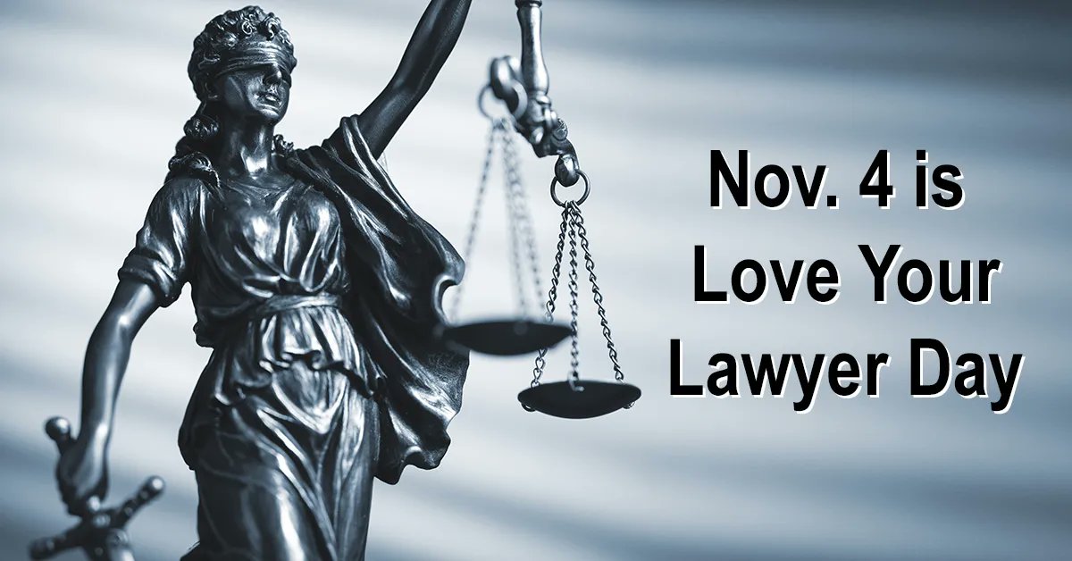 ForensicPsychIn's tweet photo. Nov. 4 is #LoveYourLawyerDay 
“Around the world, Love Your Lawyer Day (formerly ‘I Love My Lawyer Day’) is the one day of the year designated to celebrate lawyers. [American Lawyers Public Image Association]’s founder, Nader Anise, started this day in 2001.” @TheALPIA https://t.co/qCdXYaf0Sc