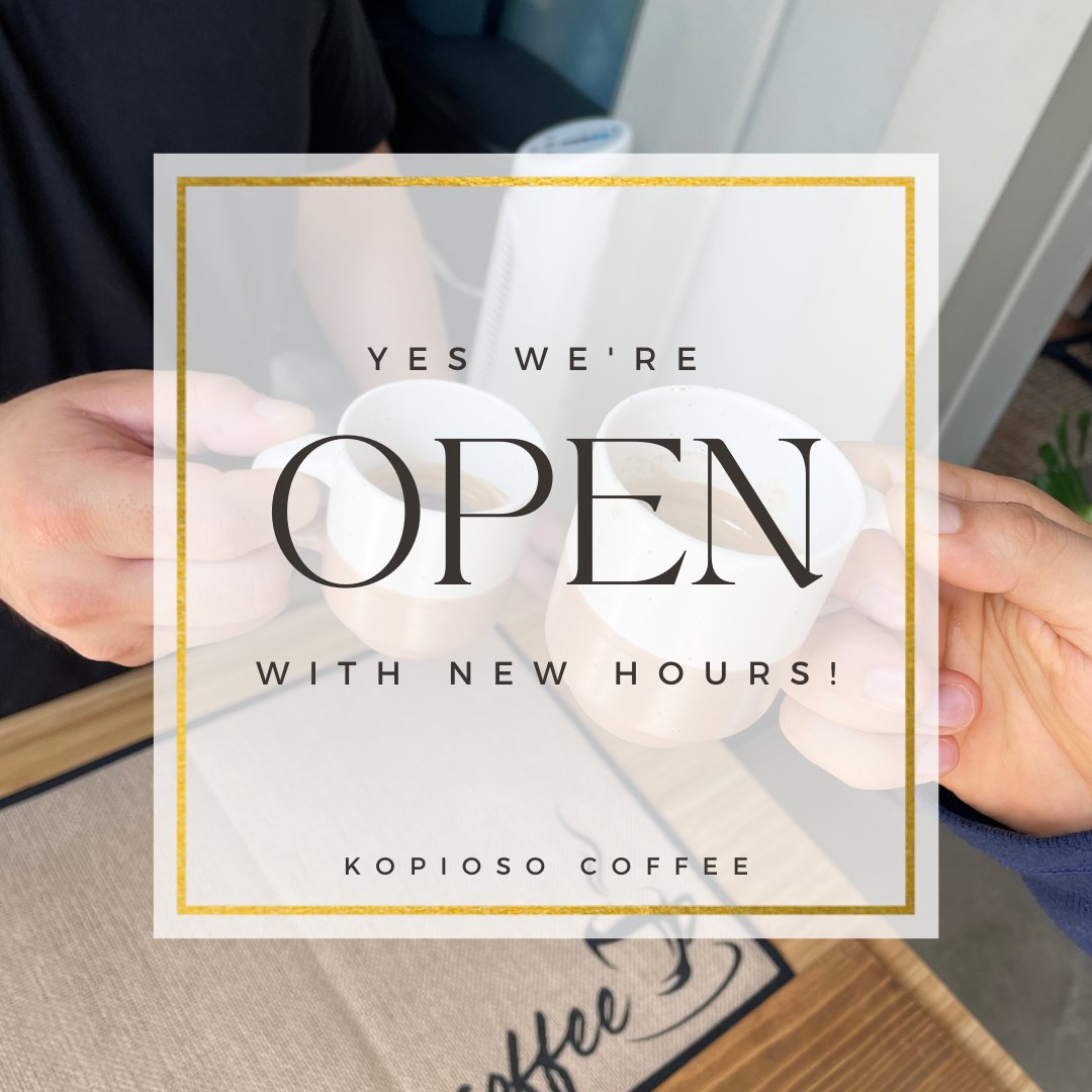KopiOsoCoffee's tweet photo. Yay! We will open starting tomorrow, Saturday, Nov 5!
New Brewing Hours:
Mon: Closed
Tue-Wed: 8:00 AM - 12:30 PM
Thu: Closed
Fri, Sat, Sun: 8:30 AM - 4 PM
Looking forward to seeing you soon!
#coffeeshop #coffeelover #coffeeaddict #brewing #pourover #v60 #lavenderhoneylatte https://t.co/TWGddI9MFZ