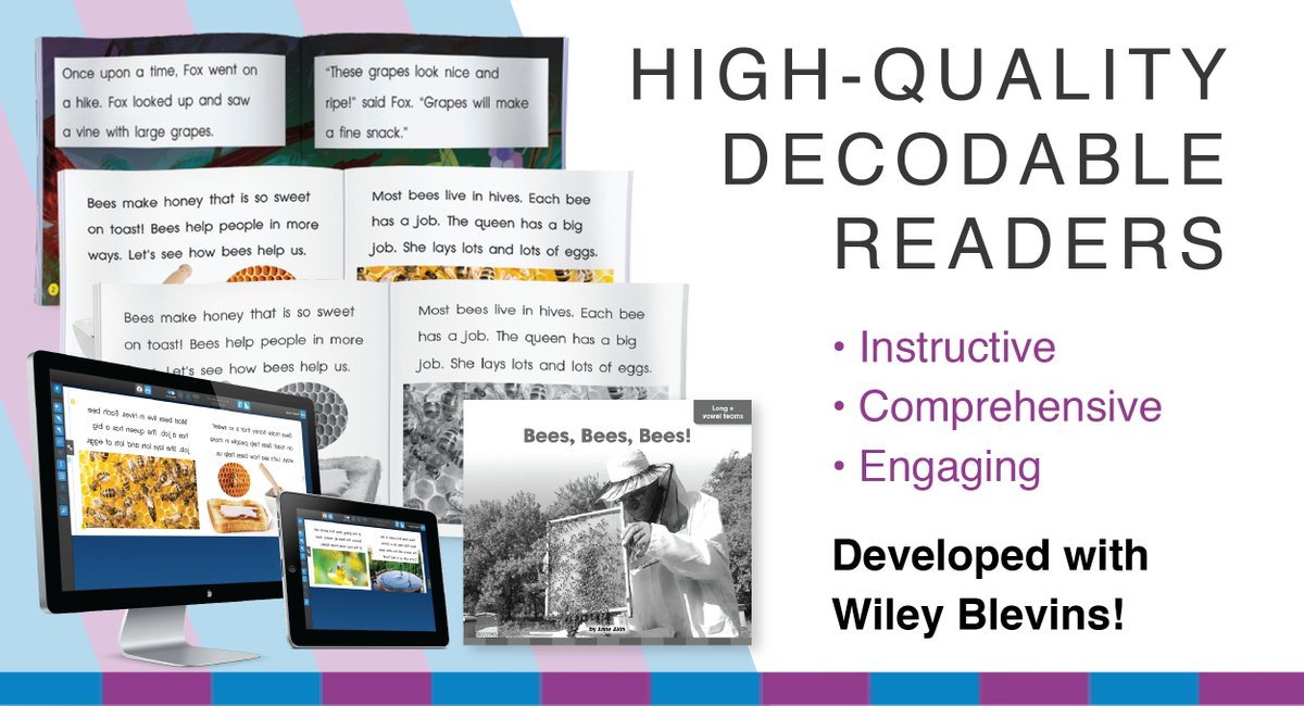 Build essential phonics skills through explicit, systematic instruction with high-quality Decodable Readers—developed with Wiley Blevins and featuring engaging and authentic print books, take-home books, and eBooks for your Grade K-1 readers.

Learn more→ bit.ly/3kF0sF3