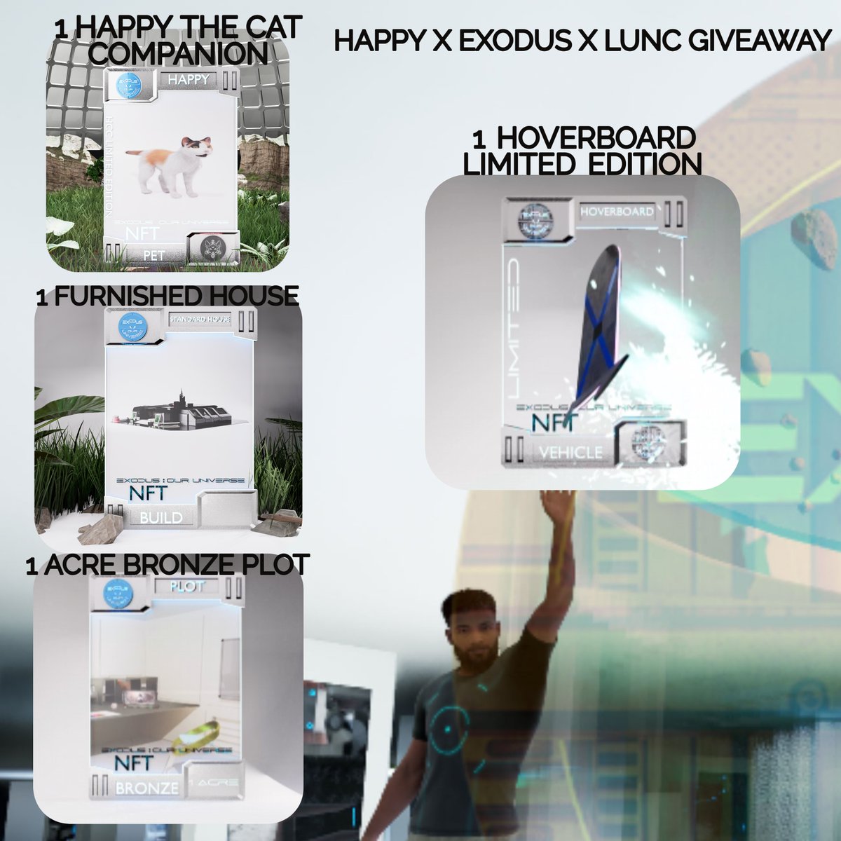 HappyCatKripto's tweet photo. @ExoOurUniverse x HCC Giveaway

For 1 Entry 🎟 Make Sure To Follow Both Myself &amp; Exodus Then Drop A Comment Below &amp; Retweet

This Is A Great Starter Bundle For Any One Joining The Metaverse

Happy's NFT Will Enter You For A Early Access Draw

#LUNCpenguins #LUNC #LUNAc https://t.co/58k22AxC0S