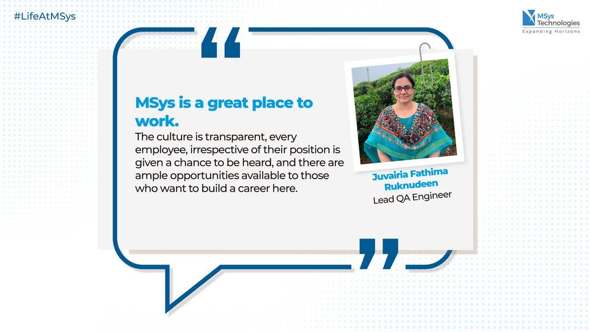 AziroTech's tweet photo. #LifeAtMSys #MSysTechnologies #Training #Employee #Testimonial #WorkLifeSuccess #GreatPlaceToWork https://t.co/mrQhnkNq7v