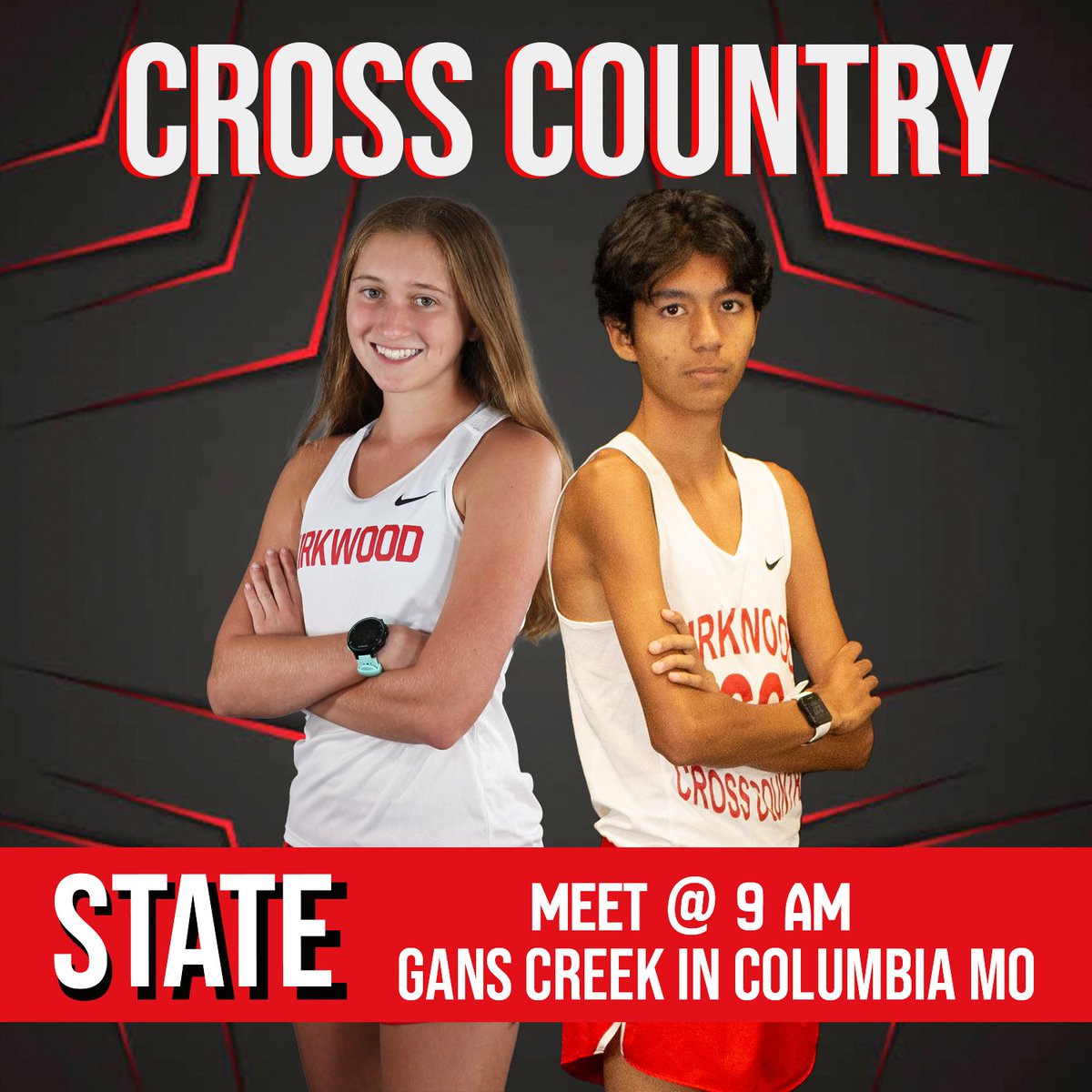 ❗️STATE MEET❗️
⏰ 9 AM
📍 Gans Creek in Columbia, MO
Good luck XC!!

Design by Ellie Ploszay
