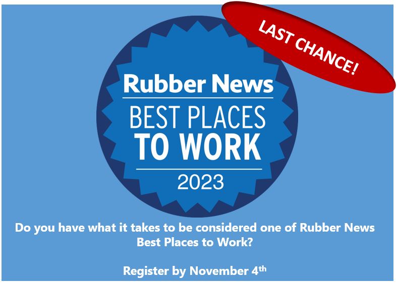 Register here: bestcompaniesgroup.com/best-places-to…
<a href="/RubberNews/">Rubber News</a>  #BestPlacestoWorkRubber