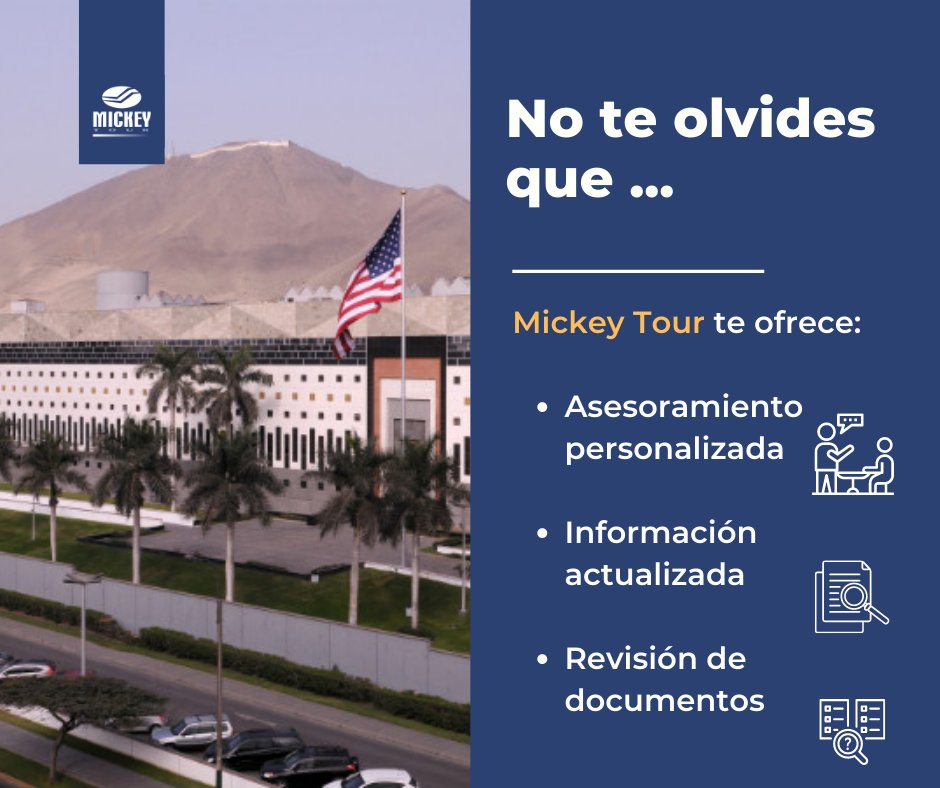MickeyTour_'s tweet photo. 👏La embajada de Estados Unidos en Perú aumentará las citas para visas de turismo.

¿Necesitas asesoramiento para este proceso? Contáctanos👇

☎️ 224 7633
📩 contacto@mickeytourperu.com
https://t.co/7PviEojXMl

#viajes #visas #visadeturista #EmbajadaDeEstadosUnidos #peru https://t.co/w0HQMzZPFV