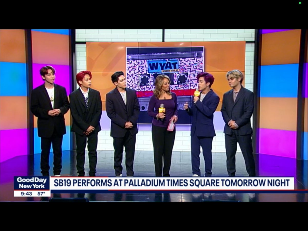 ATIN_SPAIN's tweet photo. SB19 sings 'WYAT (Where You At)' https://t.co/URcTx10H5Z via @YouTube yung ninang nyo super quick too . Thank you @fox5ny please watch A’tin .. or share .. #SB19 #SB19onGoodDayNewYork #gdyn #Wyat #WYATTourNewYork https://t.co/9Z7280U65Q