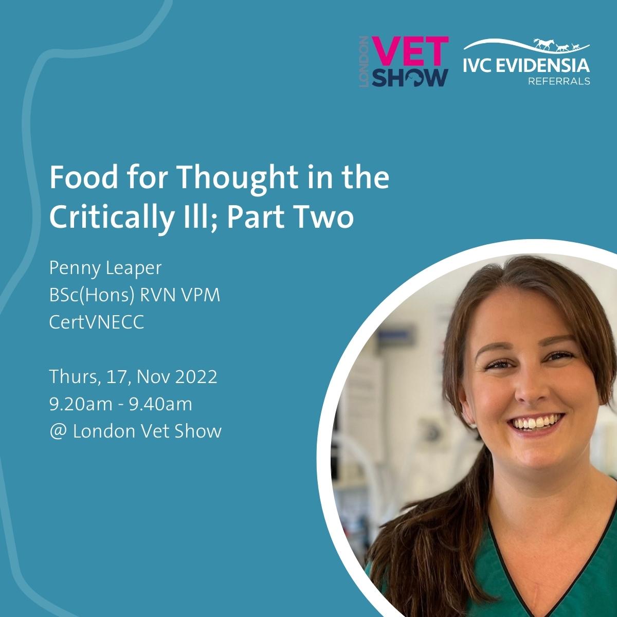 PrideVets's tweet photo. Penny Leeper from our #InternalMedicine Nursing team at Pride Veterinary Referrals will be presenting at London Vet Show this year in the IVC Evidensia Referrals Lecture Theatre. See her on Thursday 17th November. https://t.co/oXaenPQVTf