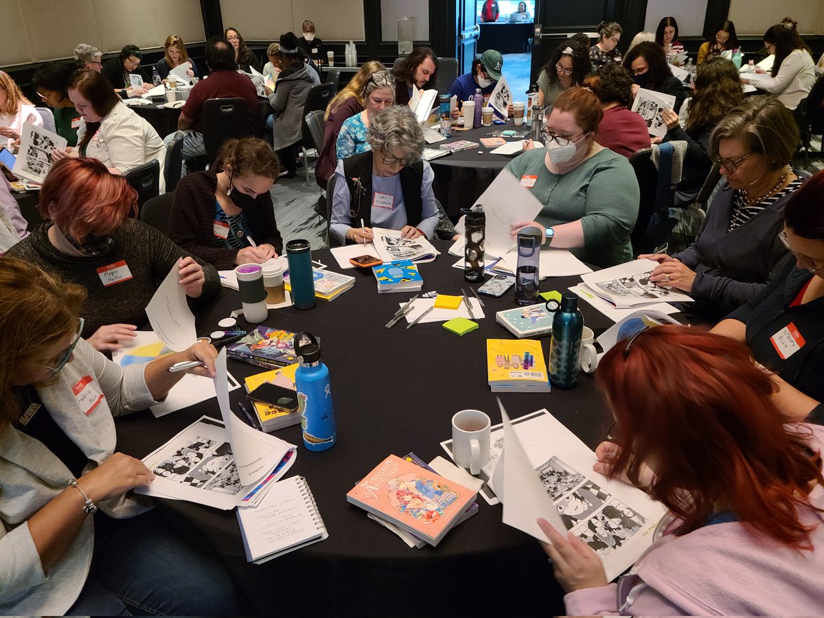 JRLibrarian's tweet photo. During the "Manga in Libraries " Workshop at #YALSA22... Librarians learned how to use manga to support the social-emotional development of teens! #ReadManga https://t.co/kd9VCttP4p https://t.co/zsWVhhYGwi
