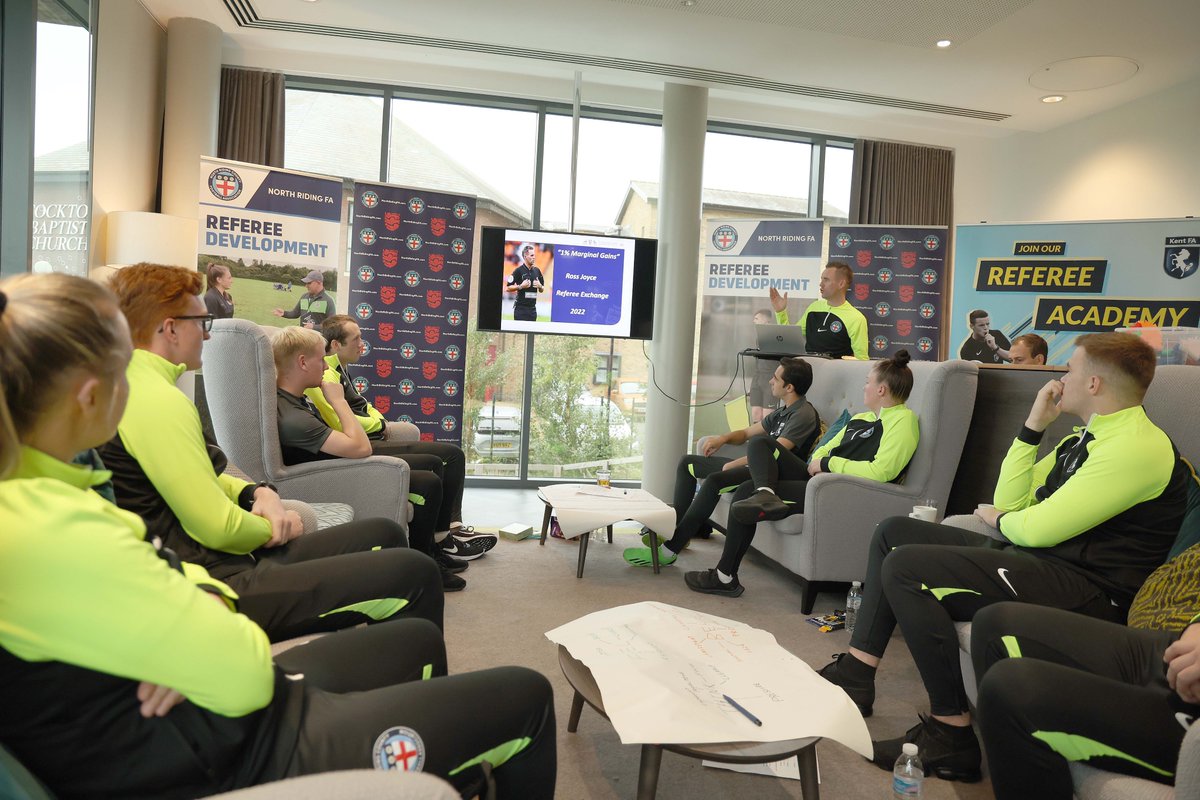 prorefofficial's tweet photo. 💼 #EFL referee Ross Joyce balances his on-field duties with a referee development job at @NorthRidingFA. 

Recently, Ross led a referee exchange with @KentFA where up and coming officials took part in three days of training and local games to help their development. https://t.co/4sRqDzuH3k
