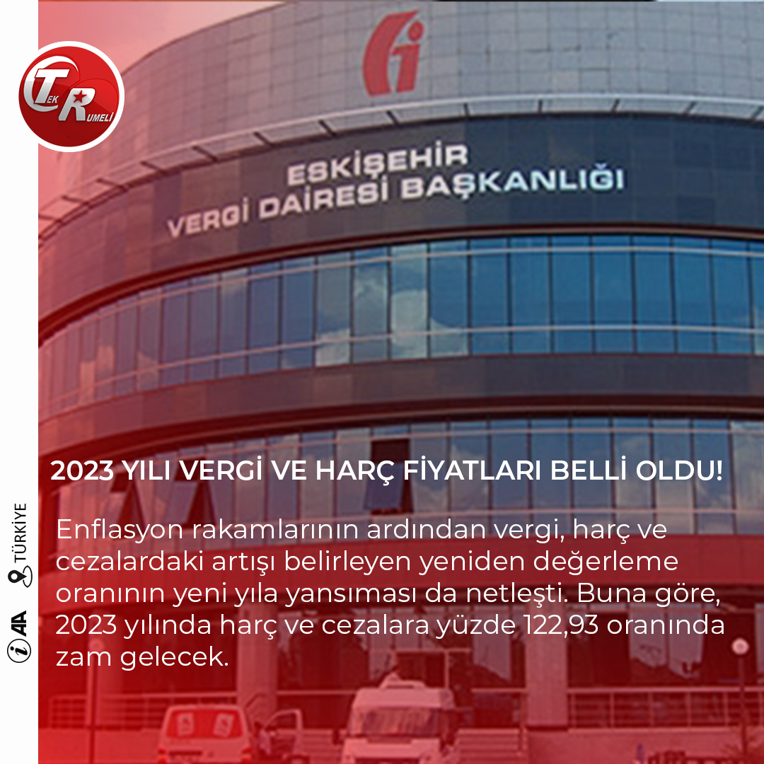 tekrumelitv1's tweet photo. 2023 YILI VERGİ VE HARÇ FİYATLARI BELLİ OLDU!

HEPSİ VE DAHA FAZLASI BU AKŞAM 18.30'DA TEK RUMELİ TELEVİZYONU'NDA. https://t.co/v6KpKE4tzI