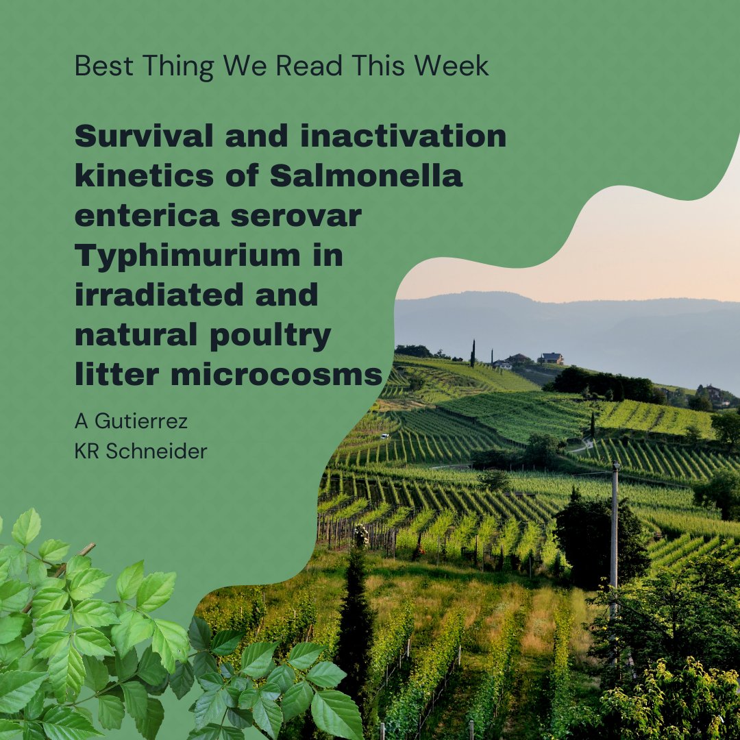 ps_sci's tweet photo. #BestThingWeReadThisWeek - this article by two @UF_IFAS team members evaluates the kinetics of Salmonella survival in poultry litter. Check it out at the link in bio!
#AlanGutierrez @KRS_UF
#makeCONTACT #btwrtw #freshproduce #producesafety #nifaimpacts #readallaboutit #science https://t.co/hHf2MS2DRu