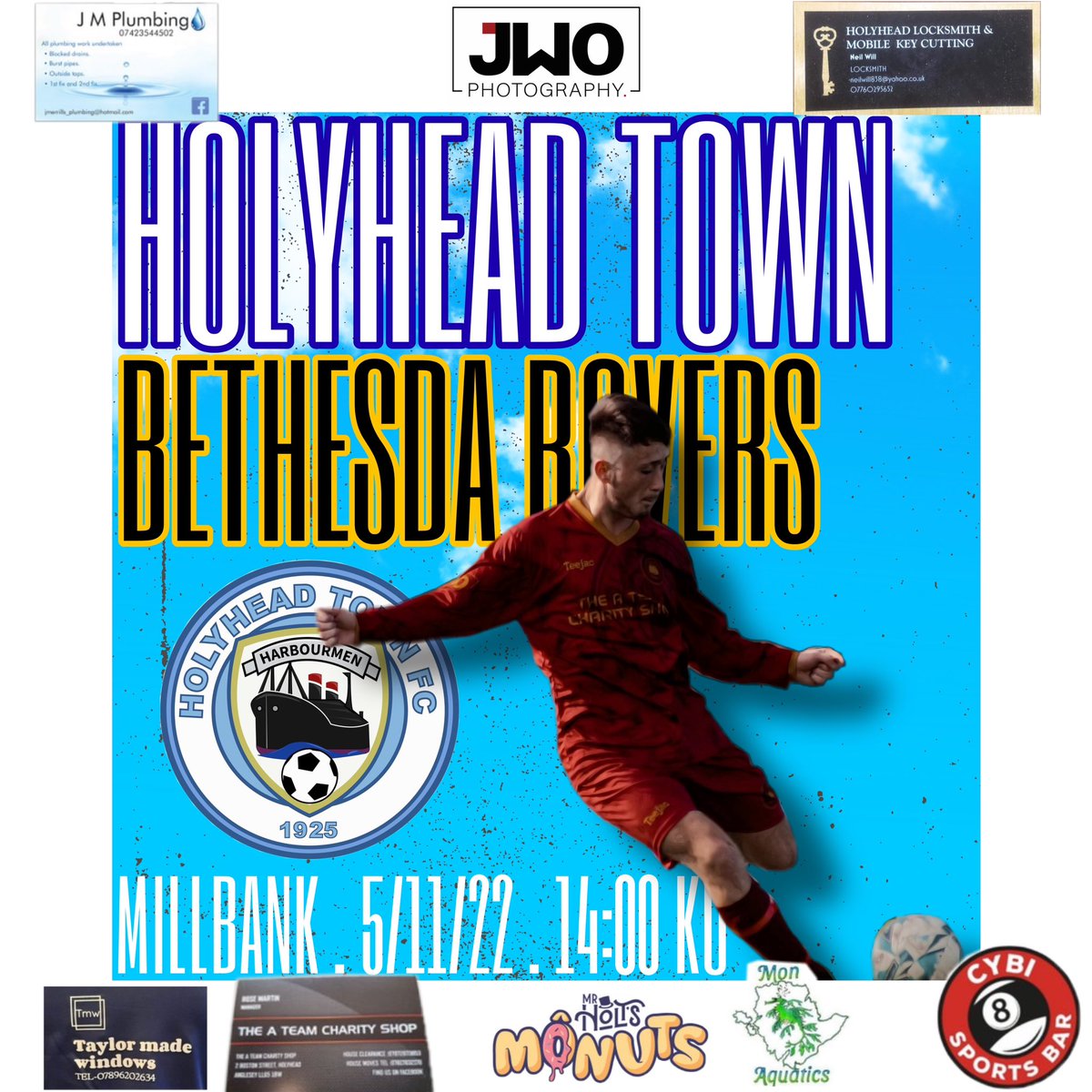 NEXT UP!

We face Bethesda Rovers FC at home in Millbank tomorrow afternoon.

Come down for a 2pm kick off and support the lads👏🏻 

Refreshments after the game at Cybi Sports Bar And Lounge.

Come on Town!! 

#HTFC | #Harbourmen ⚓️⚽️