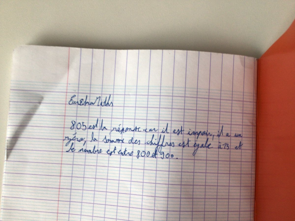 Bonjour <a href="/DefiEurekaMaths/">EurêkaMaths</a>, nous avons repris le chemin de l’école et avons fait le défi proposé pendant nos congés 
Beaucoup d’élèves ont trouvé la solution cette fois.