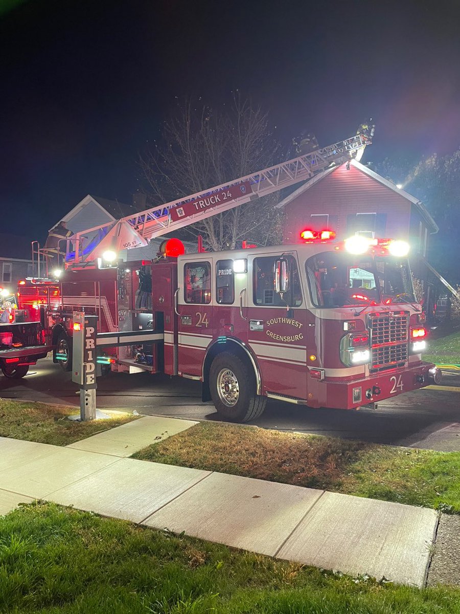 SWGFD24's tweet image. 24 Truck assisted South Greensburg last night on a house fire.  The first alarm was activated last night just before midnight for an attic fire.  The Truck arrived as the 2nd unit behind 32 Engine and went to work last the first due Truck Company.  Crews were on scene for 2 hours