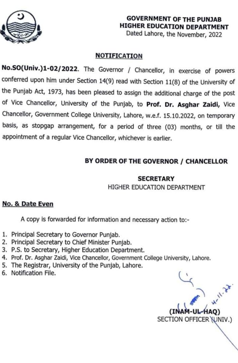 We r pleased to share that Prof Dr Asghar Zaidi has assumed the Additional Charge of the PU Vice-Chancellor. We warmly welcome him to the oldest seat of higher learning in the country. We hope his appointment will bring an end to the itching uncertainty 1/2