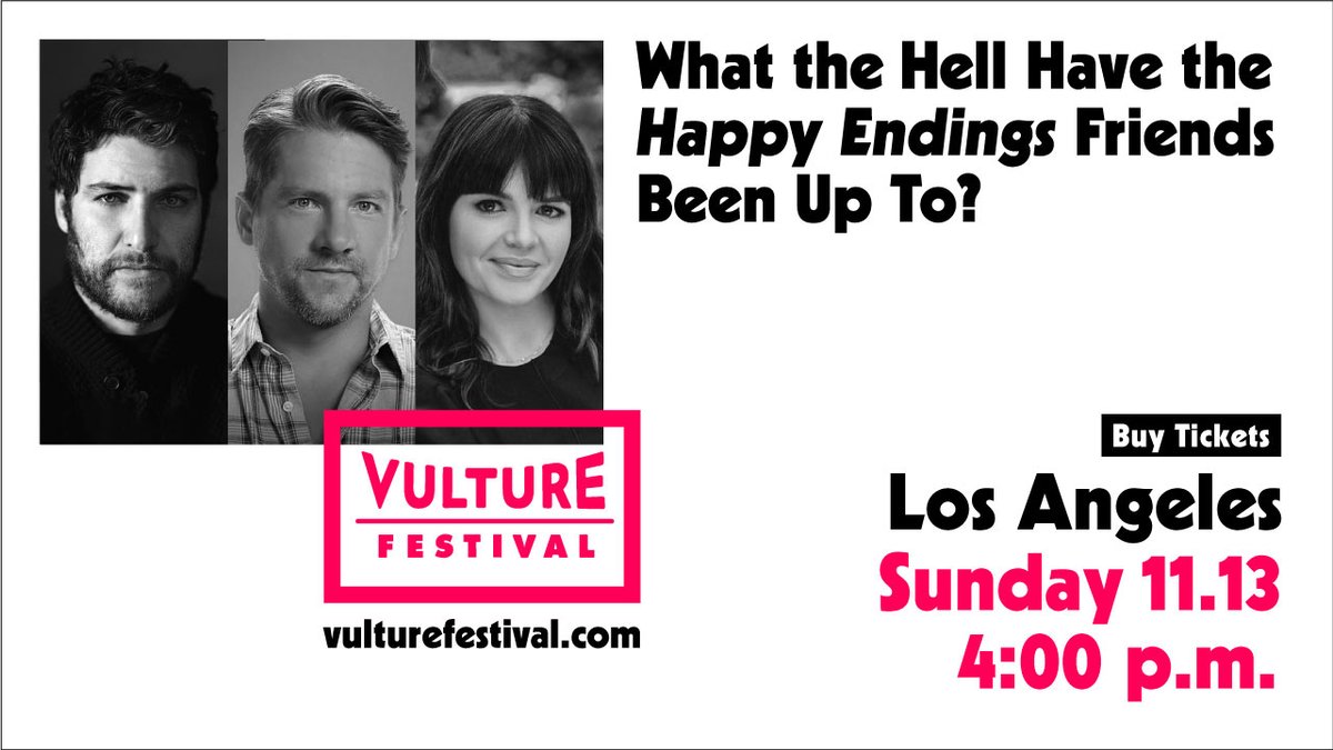 Vulture (@vulture) on Twitter photo It's been 10 years since the final season of Happy Endings, making us wonder: What the heck have they been up to? Find out at #VultureFestival, from <a href="/adampally/">adam pally</a>, Casey Wilson & <a href="/ZachKnighton/">zaChknighton</a>. 🎟️: vult.re/3FTc5Cy It's been 10 years since the final season of Happy Endings, making us wonder: What the heck have they been up to? Find out at #VultureFestival, from <a href="/adampally/">adam pally</a>, Casey Wilson & <a href="/ZachKnighton/">zaChknighton</a>. 🎟️: vult.re/3FTc5Cy