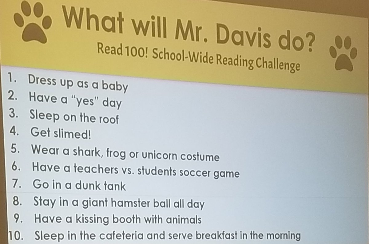 What will Mr. Davis do when all our Springfield students achieve their goal of 100 reading steps?  #palisd. #pantherpride