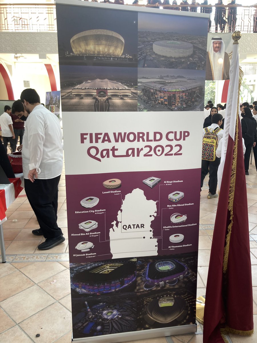 shannon_doel's tweet photo. Celebrating the World Cup. Grade 11 & 12 Ss initiated, researched, designed and organized booths for each of the participating countries. #WorldCup2022 #qad #studentdirected https://t.co/HeouivjWri