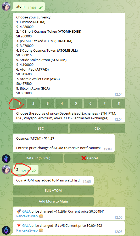 maid_crypto's tweet photo. @EtherDROPS_bot 加这个电报机器人， 这样如图设置，atom异动5%，他就会给你推送通知���想要观测的币都加进去alert打开。我之前发过的机构地址，项目方地址，nft，代币合约地址都放进去。就算基本出师了，灵活运用add bot功能就可以建收费群了，就4这么简单。授人以渔~ https://t.co/82HFlGwAdK