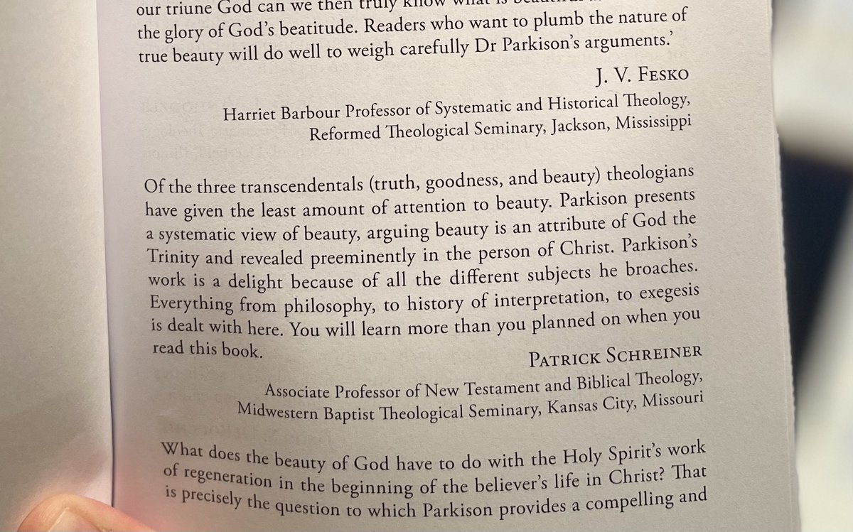pj_schreiner's tweet photo. Congrats to @samuel_parkison on the new book. It is an excellent systematic work on beauty. I was happy to endorse it. https://t.co/HveZOpetZq
