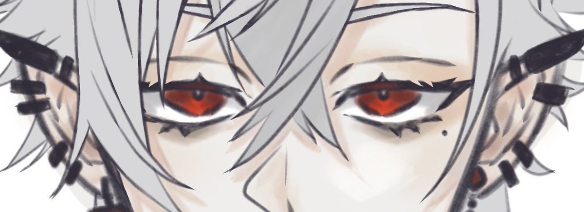 red eyes solo close-up 1boy male focus hair between eyes crying  illustration images