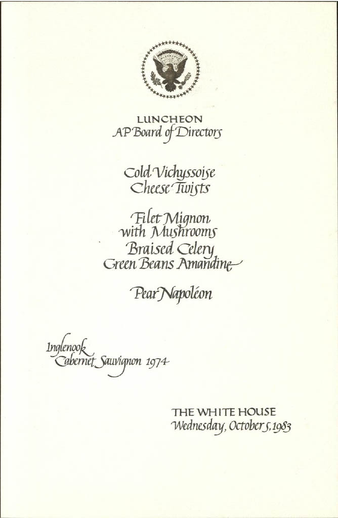 NUArchives's tweet photo. Filet mignon, vichyssoise, pear napoleon—are you hungry yet? We saw these yummy dishes &amp; more on a 1983 AP luncheon menu that we're sharing for the #ArchivesMenu #ArchivesHashtagParty! It comes from alum Stanton Cook, former CEO of Tribune Co. What’s on your ideal luncheon menu? https://t.co/w8c5i0WZiD