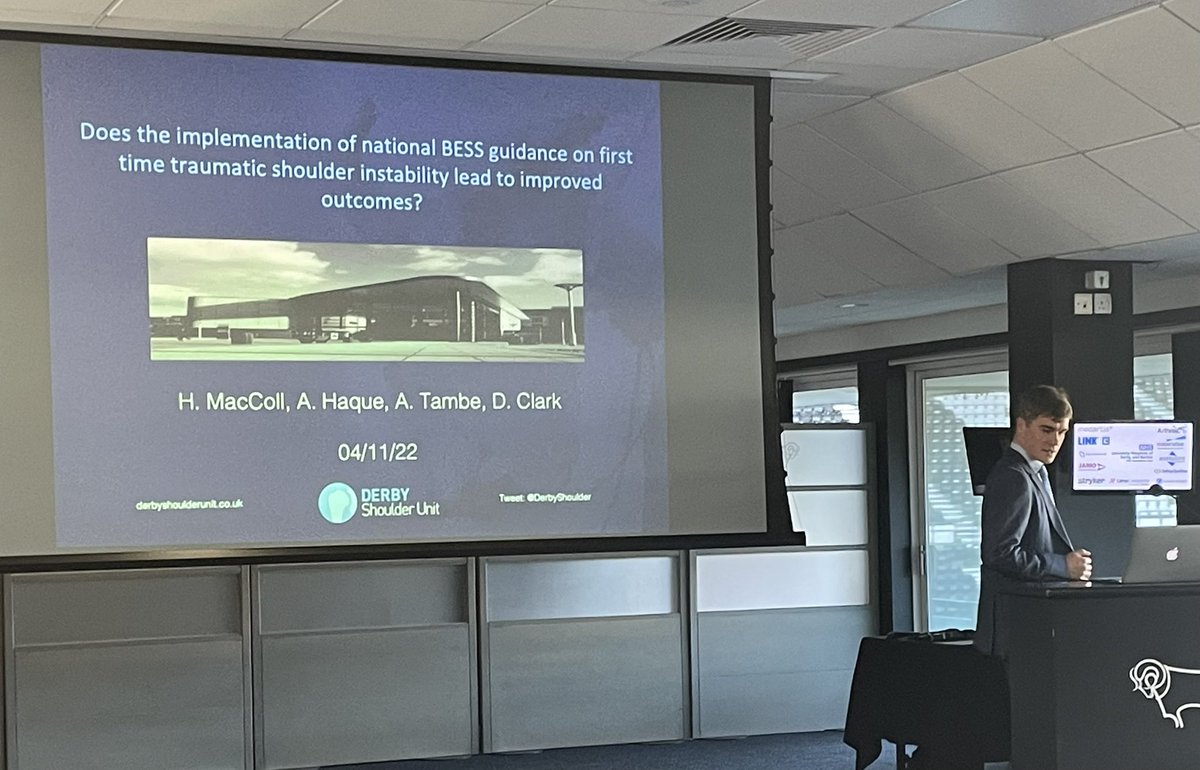EMNOR - East Midlands North Orthopaedic Rotation (@notts_ortho) on Twitter photo <a href="/UoNFacultyMHS/">UoN Medicine and Health Sciences</a> medical student, Harry, stepping up to the platform to share <a href="/DerbyShoulder/">Derby Shoulder Unit</a>‘s experience implementing the <a href="/bessconference/">British Elbow & Shoulder Society</a> guidance for traumatic instability. Kudos to students doing this kind of work and presenting to a room full of senior surgeons #DBRM2022 <a href="/UoNFacultyMHS/">UoN Medicine and Health Sciences</a> medical student, Harry, stepping up to the platform to share <a href="/DerbyShoulder/">Derby Shoulder Unit</a>‘s experience implementing the <a href="/bessconference/">British Elbow & Shoulder Society</a> guidance for traumatic instability. Kudos to students doing this kind of work and presenting to a room full of senior surgeons #DBRM2022