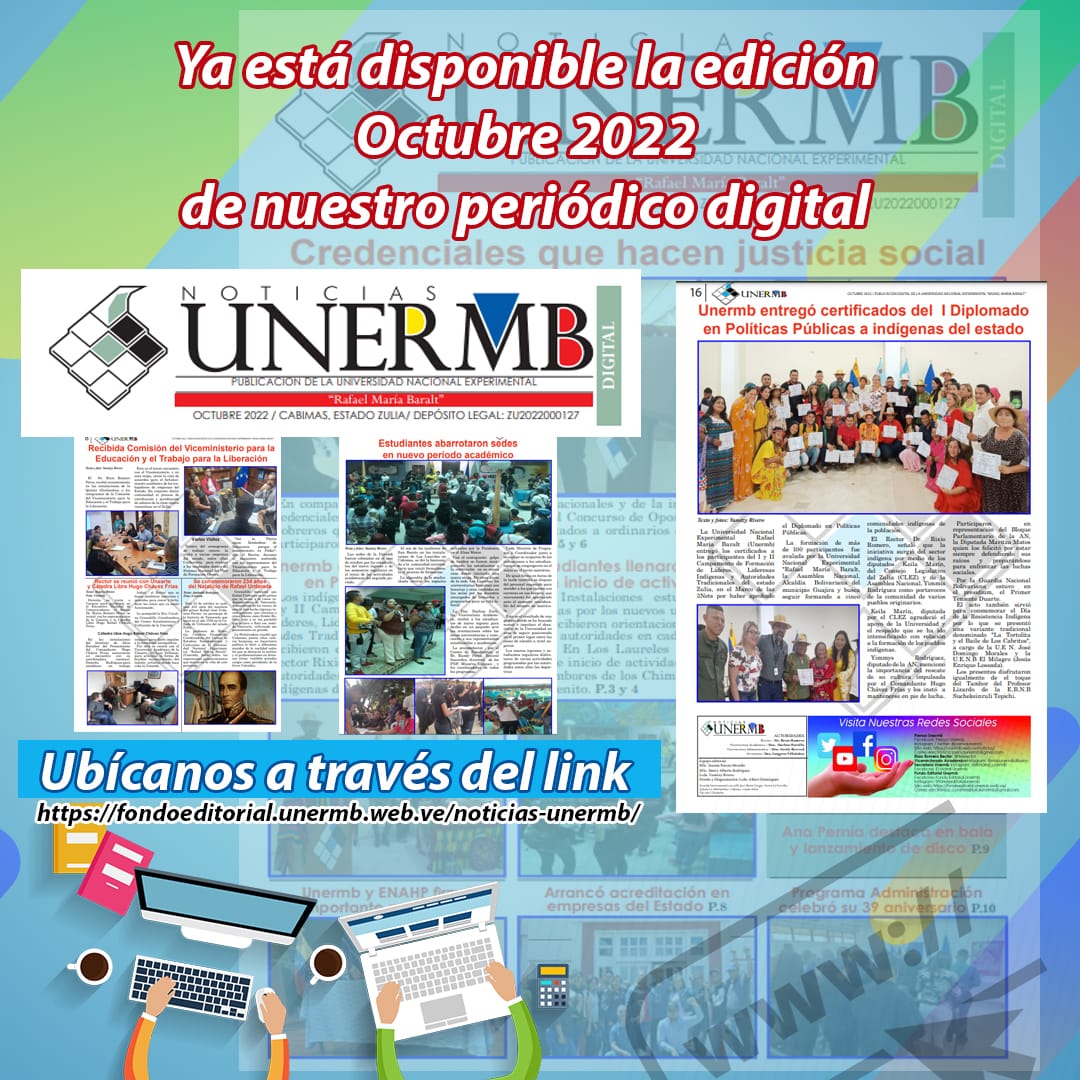 prensaunermb's tweet photo. 🗞️ Disponible para toda la comunidad universitaria edición de nuestro periódico digital Noticias Unermb del mes de octubre 2022

https://t.co/LDtgTJ5Rwp
.
#noticiasunermb 
#unermb
#soyunermb https://t.co/gQkWDMDxLR
